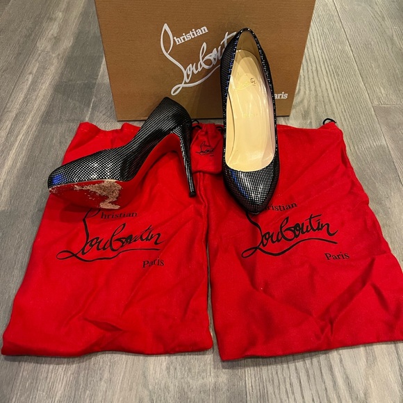 Christian Louboutin Declic Black Square Metal Platine. Worn twice! - Picture 2 of 3